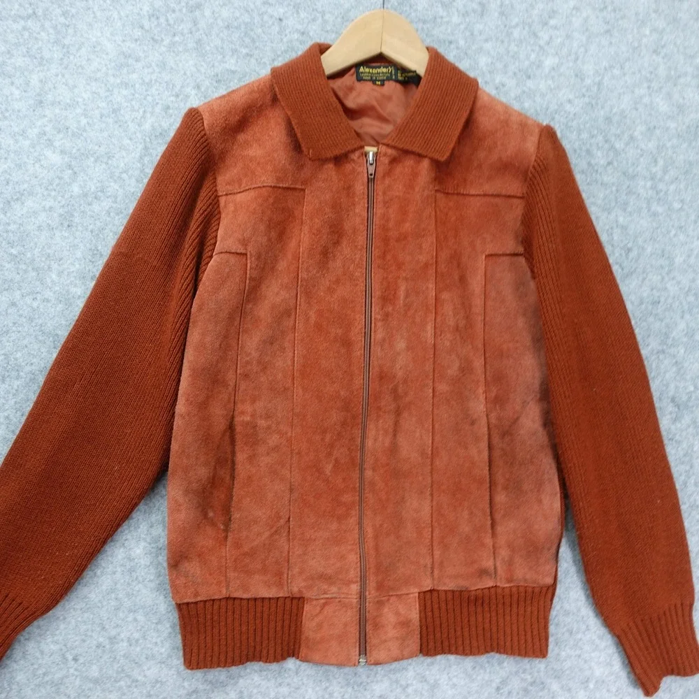 Vintage 1970s Gaucho Suede Leather Jacket Mens SMALL Cinnamon Fall Rust Patch